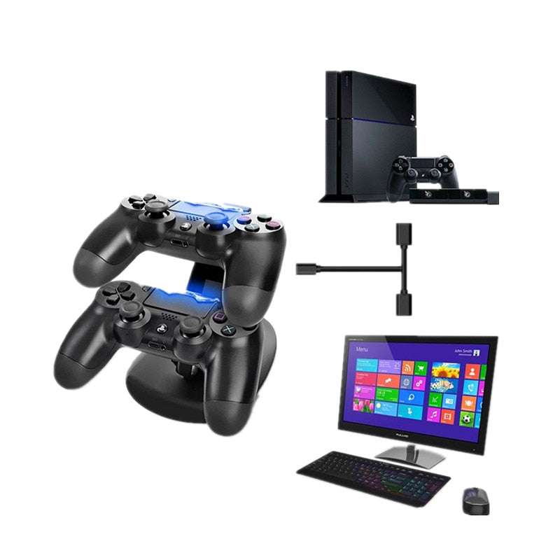 LED Dual USB PS4 Controller Charger Dock Station