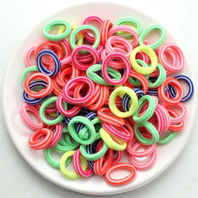 100 pcs/lot Baby Girls Scrunchy Elastic Hair Bands