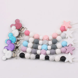 Baby Holder Chain Food Grade Chew Silicone Beads Infant Pacifier Clip