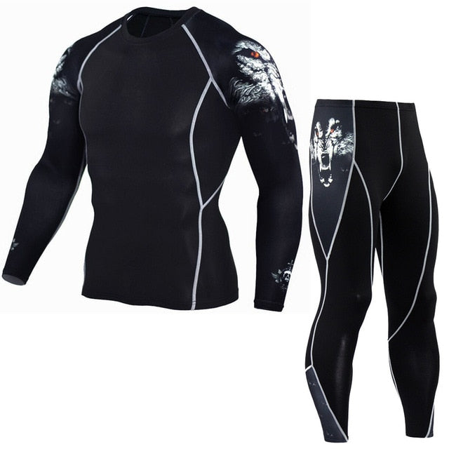 Men's Compression Tights Sportswear Winter Thermal Underwear Set