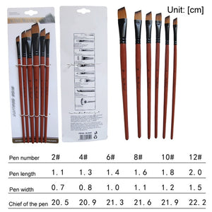 6 Pcs Painting Craft Artist Paint Brushes Set