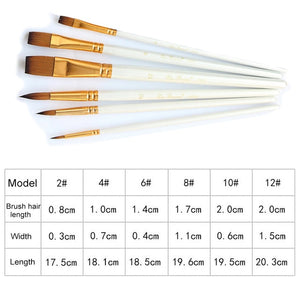 6 Pcs Painting Craft Artist Paint Brushes Set