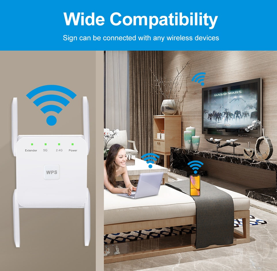 Wi-Fi Repeater Wireless Wi-Fi Extender Wi-Fi Amplifier Long Range Wi-Fi Signal Booster