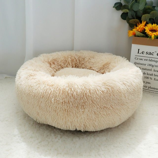 Pet Warm Fleece Round Long Plush Soft Sofa Cushion Mats