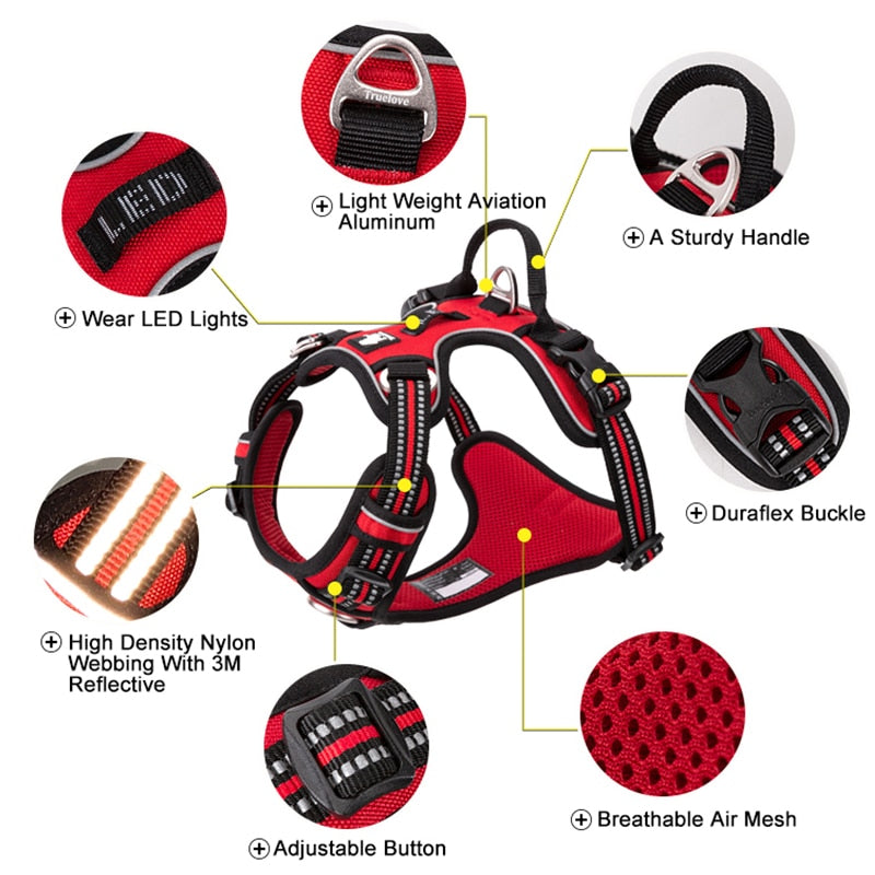 Pet Reflective Dog Harness No Pull Adjustable Safety Vest