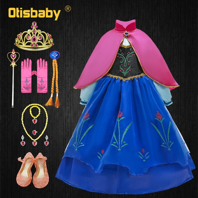 Baby Girls Fancy Princess Anna Elsa Costume Dress