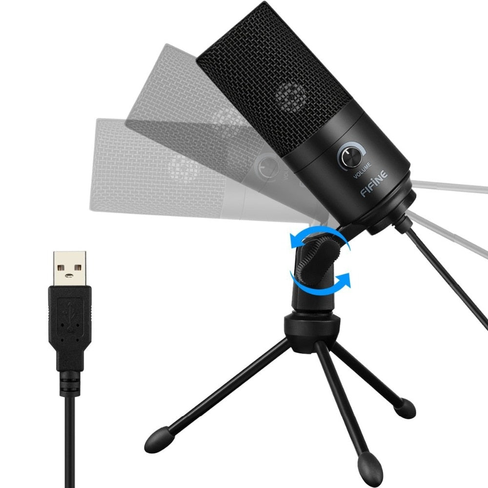 Metal USB Condenser Recording Vocals Voice Over Microphone For Laptop