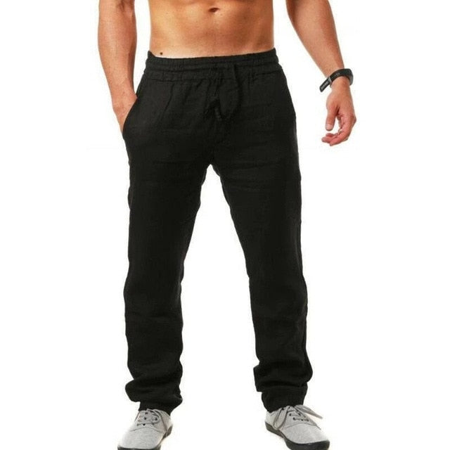 Men's Cotton Linen Summer Breathable Fitness Streetwear Pants