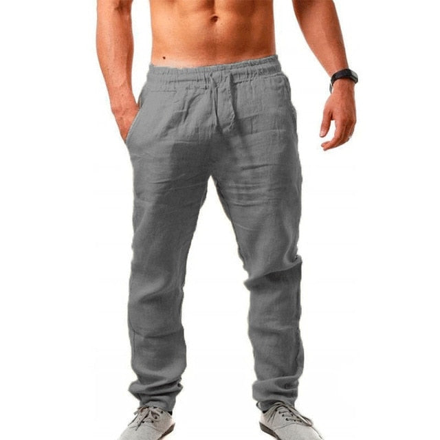 Men's Cotton Linen Summer Breathable Fitness Streetwear Pants