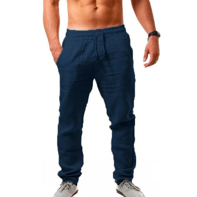 Men's Cotton Linen Summer Breathable Fitness Streetwear Pants