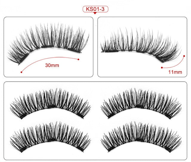 3D Magnetic Reusable Extended False Mink Eyelashes