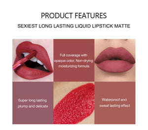 6 Colors/Set Fashion Natural Moisturize Waterproof Velvet Liquid Lipstick Sets