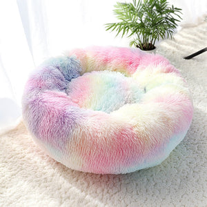 Pet Warm Fleece Round Long Plush Soft Sofa Cushion Mats