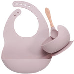 BPA Free Baby Silicone Tableware, Flexible Saliva Bib, Sucker Bowl And Spoon For Children