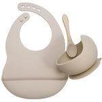 BPA Free Baby Silicone Tableware, Flexible Saliva Bib, Sucker Bowl And Spoon For Children