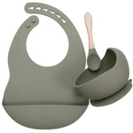 BPA Free Baby Silicone Tableware, Flexible Saliva Bib, Sucker Bowl And Spoon For Children