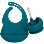 BPA Free Baby Silicone Tableware, Flexible Saliva Bib, Sucker Bowl And Spoon For Children