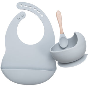 BPA Free Baby Silicone Tableware, Flexible Saliva Bib, Sucker Bowl And Spoon For Children