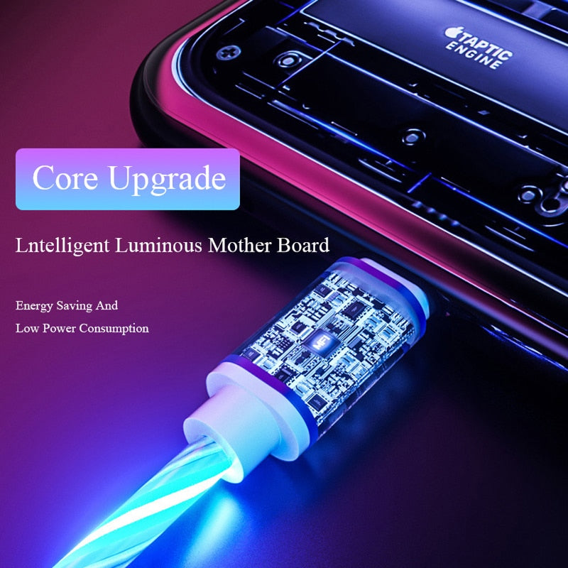 Colorful Universal LED Flowing Light Fast Charging Magnetic Cable