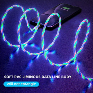 Colorful Universal LED Flowing Light Fast Charging Magnetic Cable