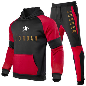 Men Fashion Cotton Sweater Hoodie + Sports  Pants Two Pieces Tracksuits