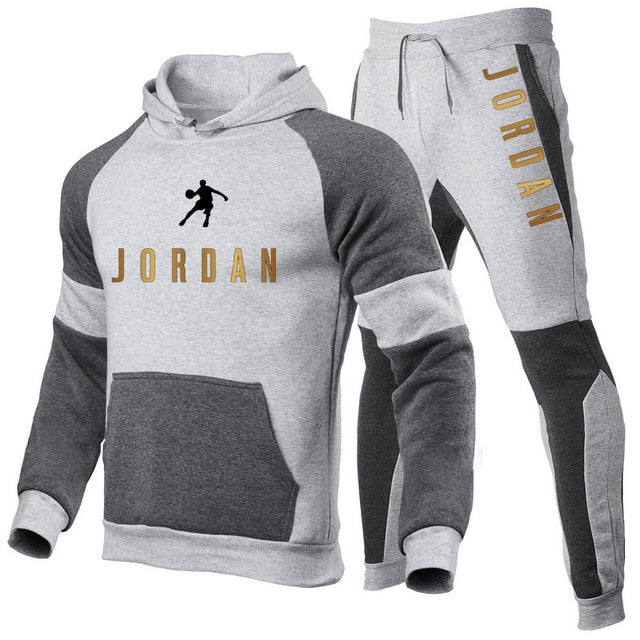 Men Fashion Cotton Sweater Hoodie + Sports  Pants Two Pieces Tracksuits