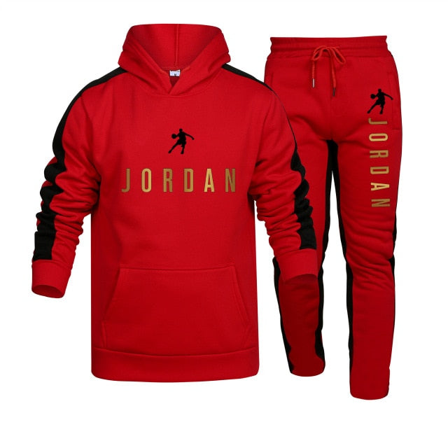 Men Fashion Cotton Sweater Hoodie + Sports  Pants Two Pieces Tracksuits