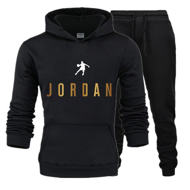 Men Fashion Cotton Sweater Hoodie + Sports  Pants Two Pieces Tracksuits