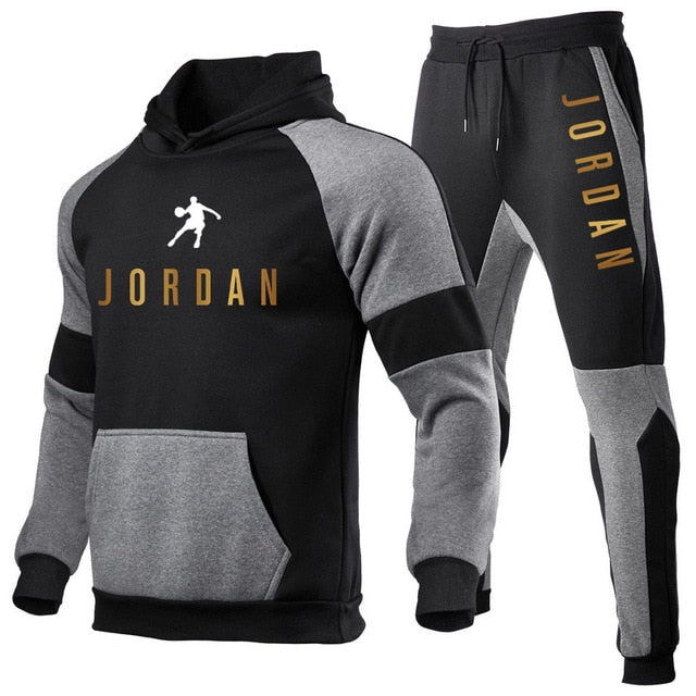 Men Fashion Cotton Sweater Hoodie + Sports  Pants Two Pieces Tracksuits