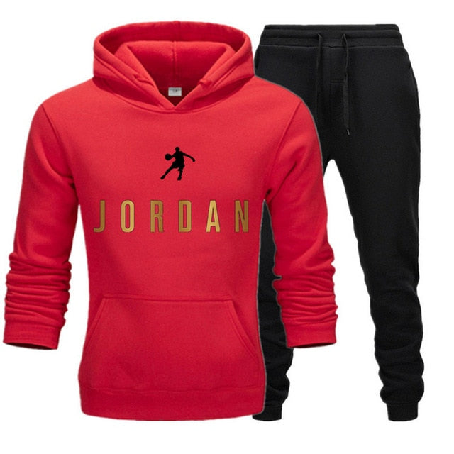 Men Fashion Cotton Sweater Hoodie + Sports  Pants Two Pieces Tracksuits