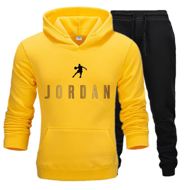 Men Fashion Cotton Sweater Hoodie + Sports  Pants Two Pieces Tracksuits