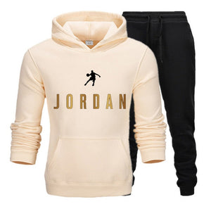 Men Fashion Cotton Sweater Hoodie + Sports  Pants Two Pieces Tracksuits