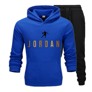 Men Fashion Cotton Sweater Hoodie + Sports  Pants Two Pieces Tracksuits