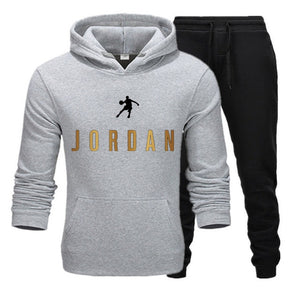 Men Fashion Cotton Sweater Hoodie + Sports  Pants Two Pieces Tracksuits