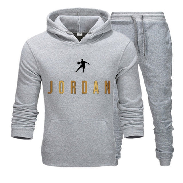 Men Fashion Cotton Sweater Hoodie + Sports  Pants Two Pieces Tracksuits