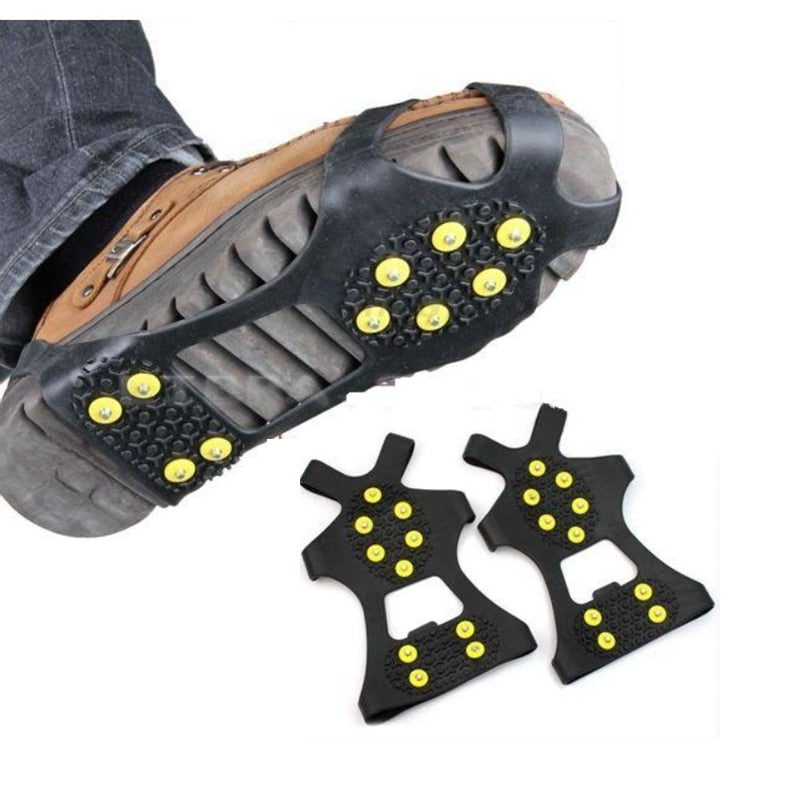 10 Studs Anti-Skid Snow Ice Elastomer Climbing Shoes Covers Crampons