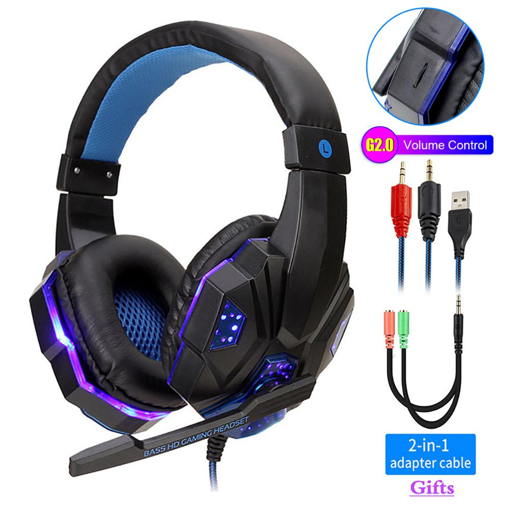 Professional Led Light Gamer Headset Bass Stereo Gaming Headphones With Mic