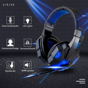 Professional Led Light Gamer Headset Bass Stereo Gaming Headphones With Mic