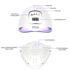 90/72/36W LED Lamp Nail Dryer 45/36/18 LEDs UV Ice Lamp For Drying Gel Polish