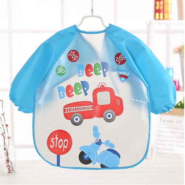 Baby Toddler Long Sleeve Scarf Waterproof Art Smock Feeding Burp Bib