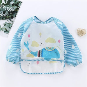 Baby Toddler Long Sleeve Scarf Waterproof Art Smock Feeding Burp Bib