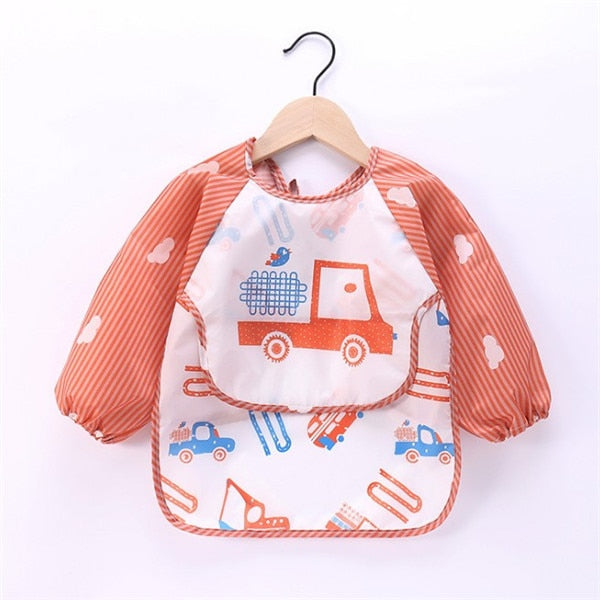 Baby Toddler Long Sleeve Scarf Waterproof Art Smock Feeding Burp Bib