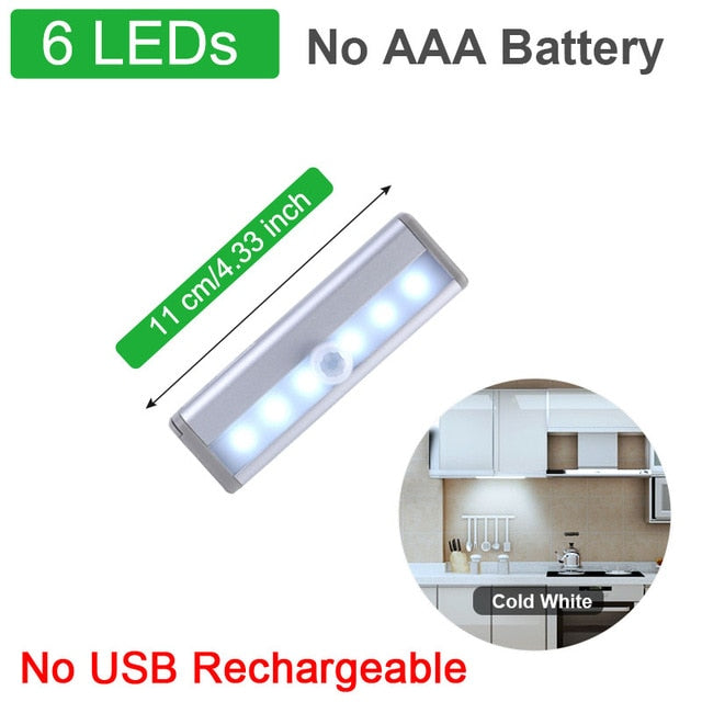 160 LED PIR Motion Sensor Night Light For Kitchen Bedroom Cabinet Backlight