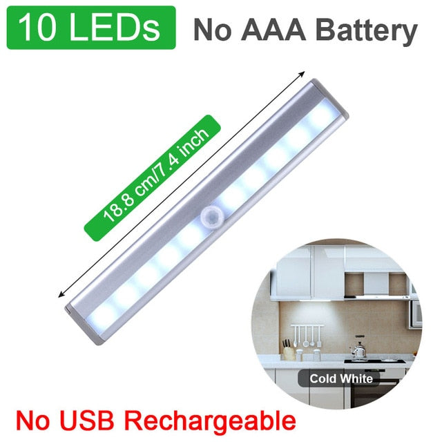 160 LED PIR Motion Sensor Night Light For Kitchen Bedroom Cabinet Backlight