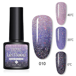 Shiny Sequins Effect Color Change Varnishes Thermal Nail Gel Polish