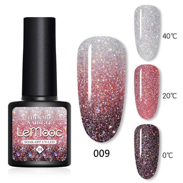 Shiny Sequins Effect Color Change Varnishes Thermal Nail Gel Polish