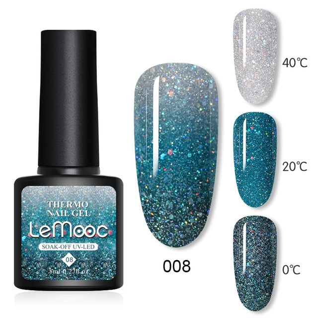 Shiny Sequins Effect Color Change Varnishes Thermal Nail Gel Polish