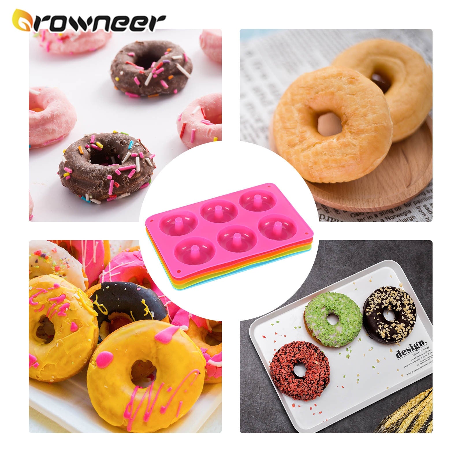 6 Cavity Donut Mold Silicone Non-stick Baking Tray