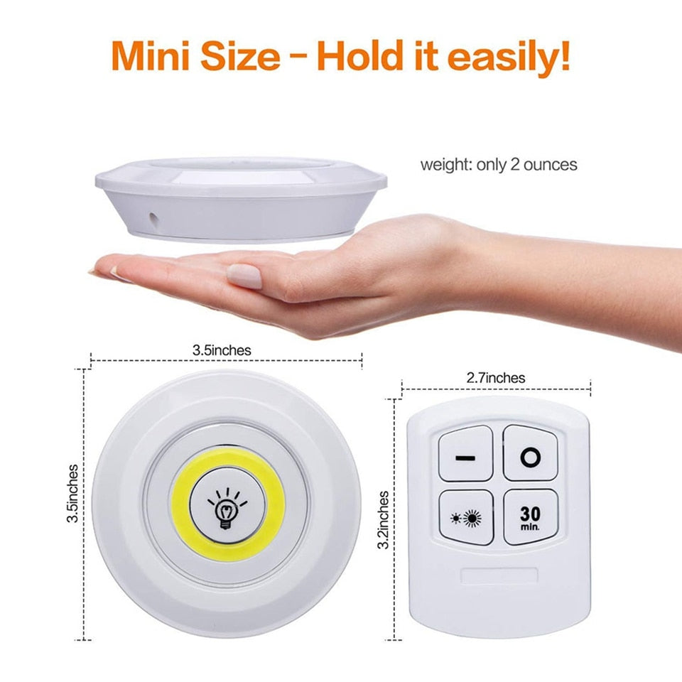 3W Super Bright Wireless Remote Control Dimmable  Cob Under Cabinet Light