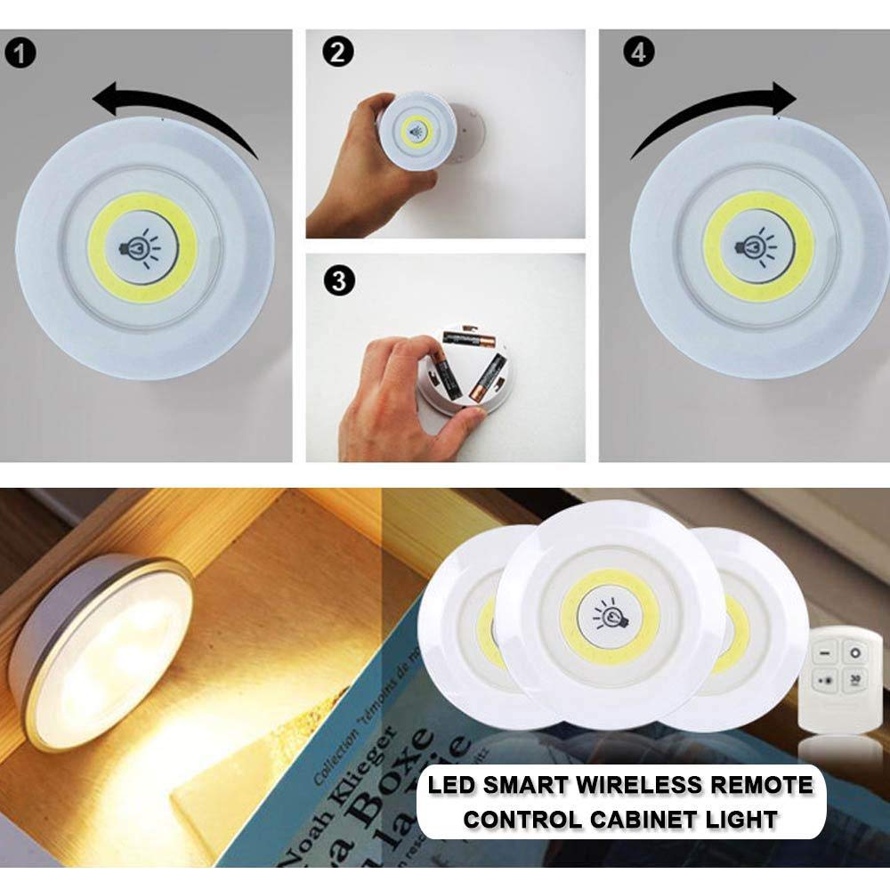 3W Super Bright Wireless Remote Control Dimmable  Cob Under Cabinet Light